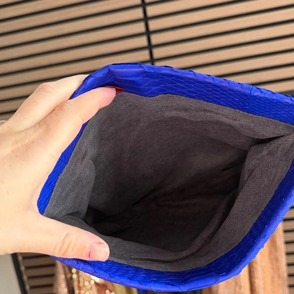 Chic Blue Real Python Clutch - Picture 4 of 6